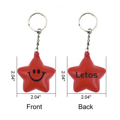PU Star Shape Smiley Face Multi-color Keychain