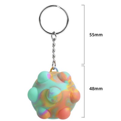 3D Silicone Stress Relief Popper Toy Rainbow Keychain Fidget Ball